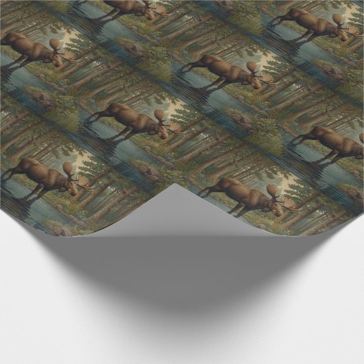 Papier Cadeau Oie rustique boho bois forêt verdure art (Coin)