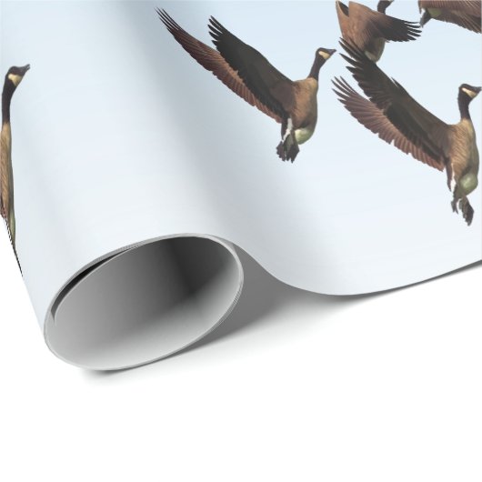 Papier Cadeau Oies canadiennes pilotant ensemble la conception (Coin rond)