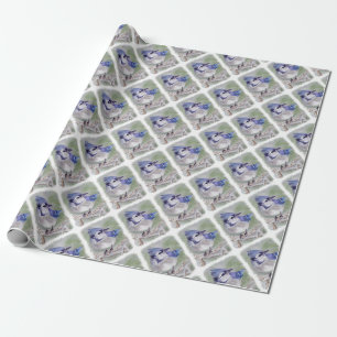 PAPIER CADEAU OISEAU BLEU DE PARADIS