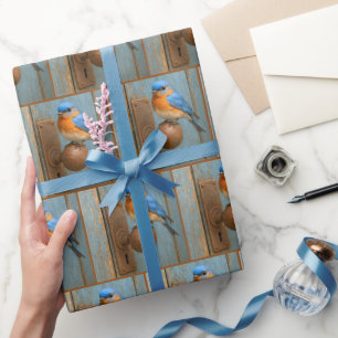 Papier Cadeau Oiseau bleu sur un bouton de porte rouillé