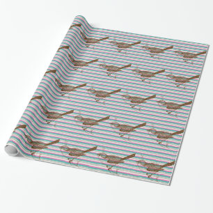 Papier Cadeau oiseau branche animaux nature motif coloré art