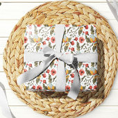 Papier Cadeau Oiseau Caille Floral Printemps Mariage