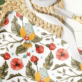 Papier Cadeau Oiseau Caille Floral Printemps Mariage