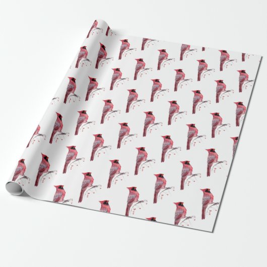 Papier Cadeau Oiseau cardinal rouge (Déroulé)