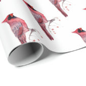 Papier Cadeau Oiseau cardinal rouge (Coin rond)