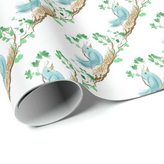 Papier Cadeau Oiseau dans le nid (Coin rond)