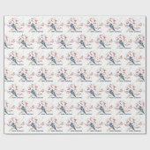 Papier Cadeau Oiseau Dans Les Berries De Noël (Plat)