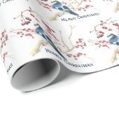 Papier Cadeau Oiseau Dans Les Berries De Noël (Coin rond)