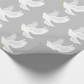Papier Cadeau Oiseau de colombe blanche sur gris (Coin)