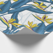 Papier Cadeau Oiseau de fleurs de paradis sur blanc (Coin)