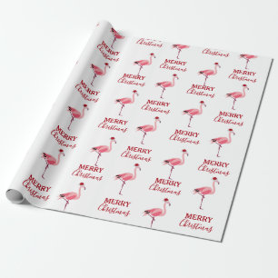 Papier Cadeau Oiseau de Noël rose Flamant rose avec chapeau de P