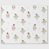 Papier Cadeau Oiseau de pingouin mignon Chauffage d'hiver Animal (Plat)
