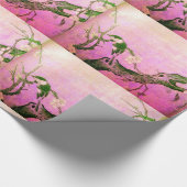 Papier Cadeau OISEAU DE PRINTEMPS ET FLEURS ARBRE rose Brown (Coin)