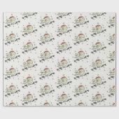 Papier Cadeau Oiseau d'hiver avec casquette Père Noël (Plat)