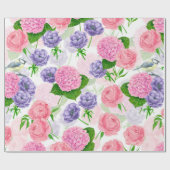 Papier Cadeau Oiseau et fleurs (Plat)