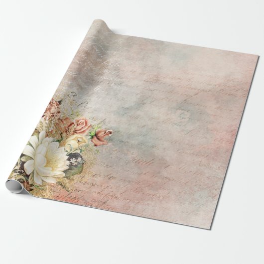Papier Cadeau Oiseau floral vintage (Déroulé)