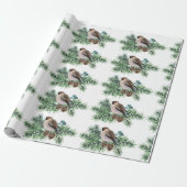 Papier Cadeau Oiseau gris sur la branche du cône de pin (Déroulé)