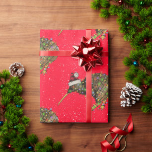 Papier Cadeau Oiseau Kiwi Enveloppé de Lumières de Noël Nouvelle