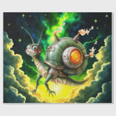 Papier Cadeau Oiseau-limace Steampunk Cosmique – Créature de Rêv (Plat)