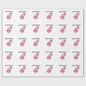 Papier Cadeau Oiseau rose avec ballons (Plat)