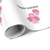 Papier Cadeau Oiseau rose avec ballons (Coin rond)