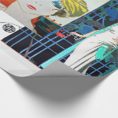 PAPIER CADEAU OISEAU/ROSE DE NUIT ART DÉCO BEAUTÉ MODE (Coin)