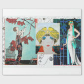 PAPIER CADEAU OISEAU/ROSE DE NUIT ART DÉCO BEAUTÉ MODE (Plat)