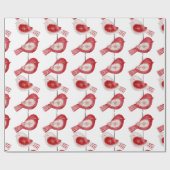 Papier Cadeau Oiseau rouge scandinave (Plat)