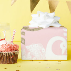 Papier Cadeau Oiseau royal rose