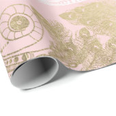 Papier Cadeau Oiseau royal rose (Coin rond)