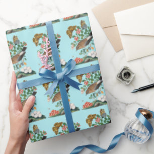 Papier Cadeau Oiseau vintage et papillon