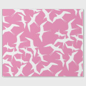 Papier Cadeau Oiseaux blancs Thème Ciel Arrière - plan rose (Plat)