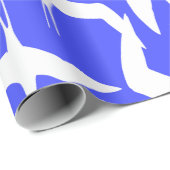 Papier Cadeau Oiseaux blancs Thème de la mer Arrière - plan bleu (Coin rond)