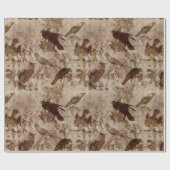 Papier Cadeau Oiseaux Brown et branches (Plat)
