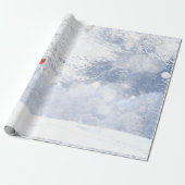 Papier Cadeau Oiseaux cardinaux rouges Arbres enneigés de Noël (Déroulé)