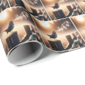 Papier Cadeau Oiseaux chantant une chanson sur un poteau de clôt (Coin rond)