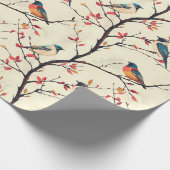 Papier Cadeau Oiseaux chanteurs sur les branches (Coin)