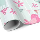 Papier Cadeau Oiseaux, Chiens, Bannières, Fleurs (Coin rond)