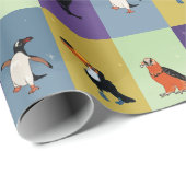 Papier Cadeau Oiseaux colorés (Coin rond)