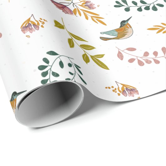 Papier Cadeau Oiseaux colorés (Coin rond)