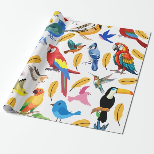 Papier Cadeau Oiseaux colorés (Déroulé)