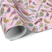 Papier Cadeau Oiseaux dansants brillants 30" x 6" (Coin rond)