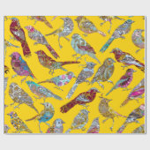 Papier Cadeau Oiseaux dansants élégants au soleil brillant (Plat)