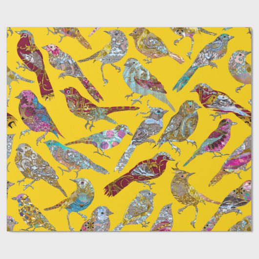 Papier Cadeau Oiseaux dansants élégants au soleil brillant (Plat)