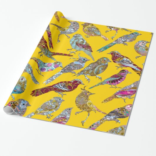 Papier Cadeau Oiseaux dansants élégants au soleil brillant (Déroulé)