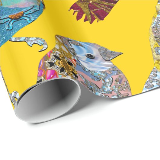 Papier Cadeau Oiseaux dansants élégants au soleil brillant (Coin rond)