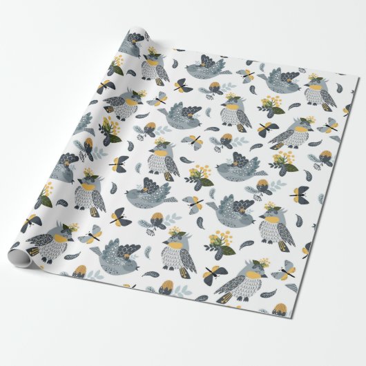Papier Cadeau Oiseaux de campagne (Déroulé)