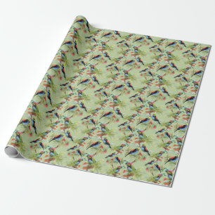 Papier Cadeau Oiseaux de fleurs d'été : Motif tropical