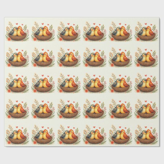 Papier Cadeau Oiseaux de l'amour (Plat)