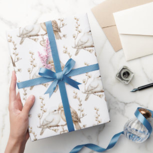 Papier Cadeau Oiseaux de l'amour romantique Cœur Mariage